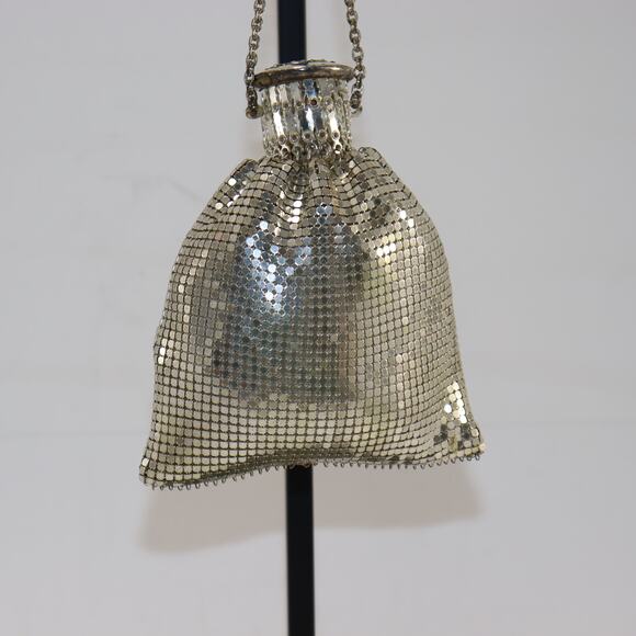Whiting & Davis Vintage 1930's Silver Mesh Wristlet w/ Expanding Top Beggars Bag - Picture 1 of 4